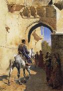 Edwin Lord Weeks A Street SDcene in North West India,Probably Udaipur Sweden oil painting artist
